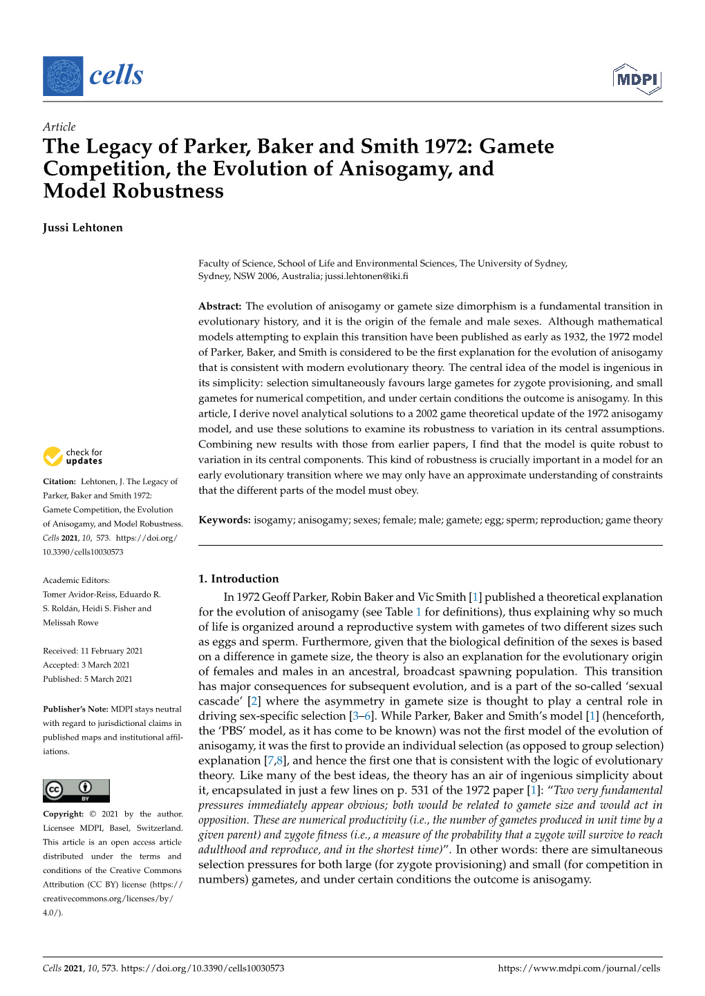 Gamete Competition, the Evolution of Anisogamy, and Model Robustness