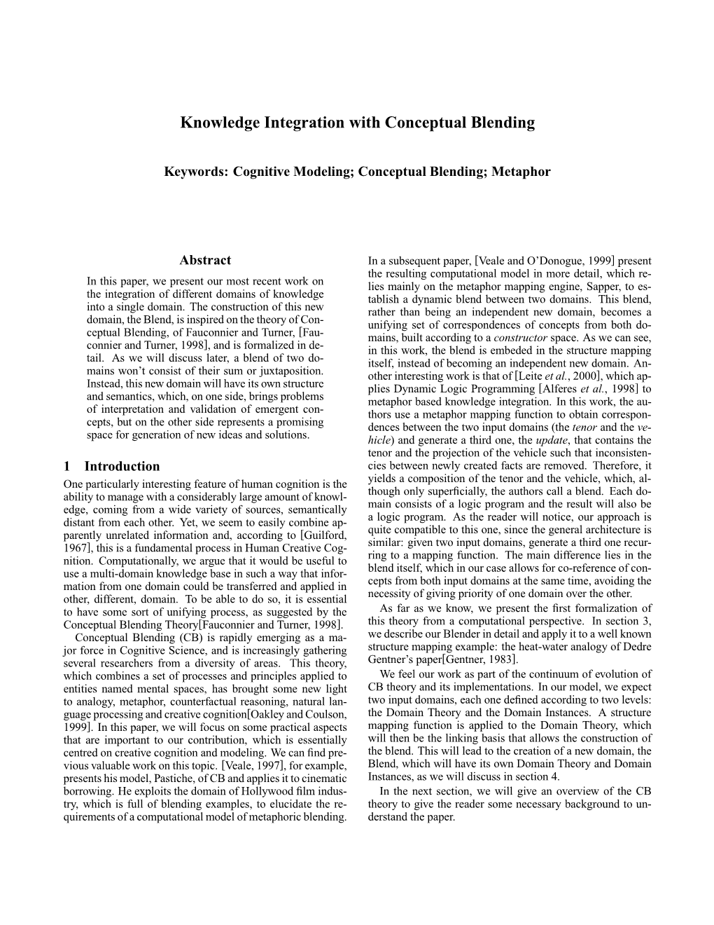 Knowledge Integration with Conceptual Blending