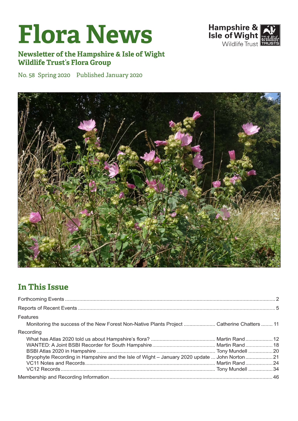 Flora News Newsletter of the Hampshire & Isle of Wight Wildlife Trust’S Flora Group No