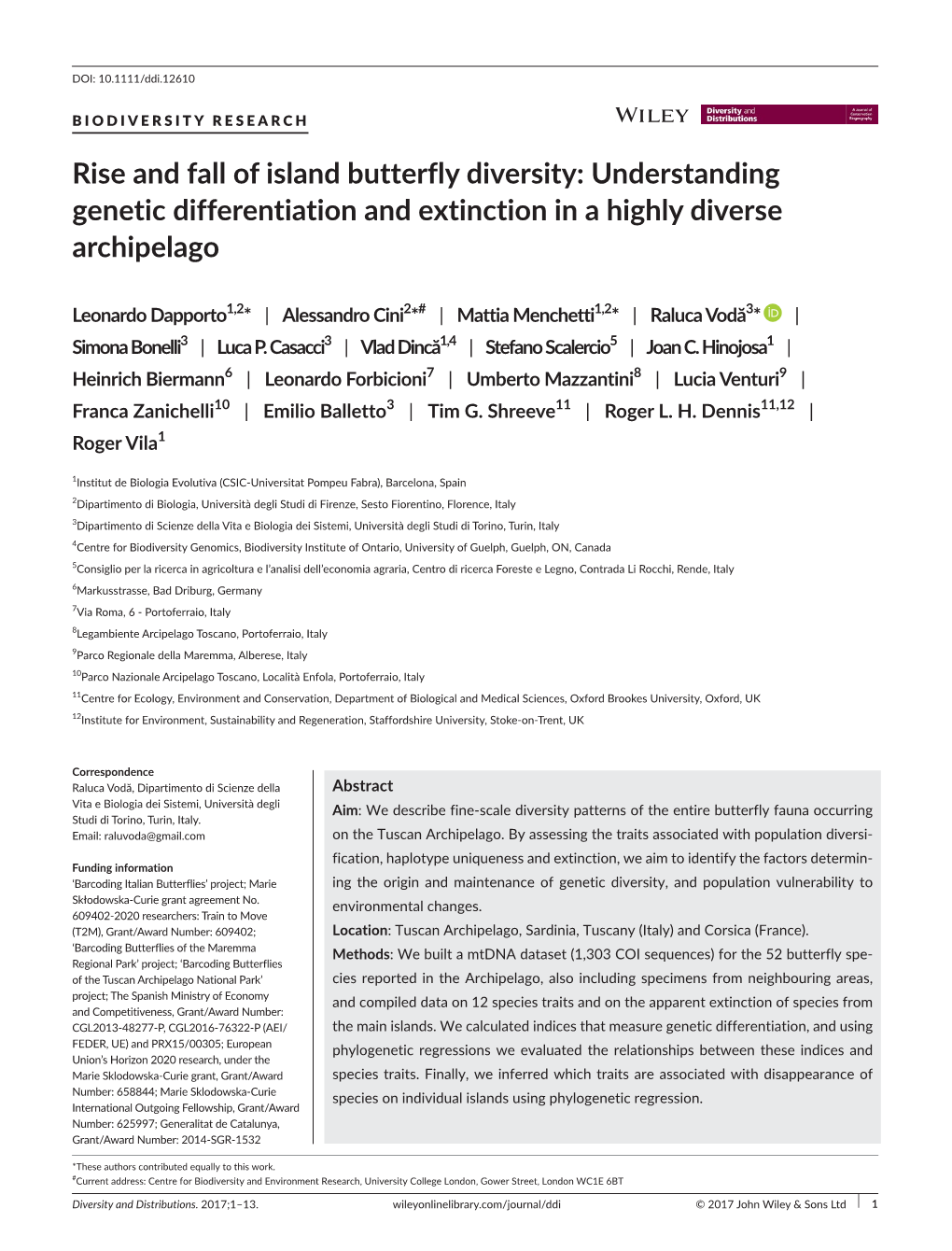 Rise and Fall of Island Butterfly Diversity: Understanding Genetic Differentiation and Extinction in a Highly Diverse Archipelago