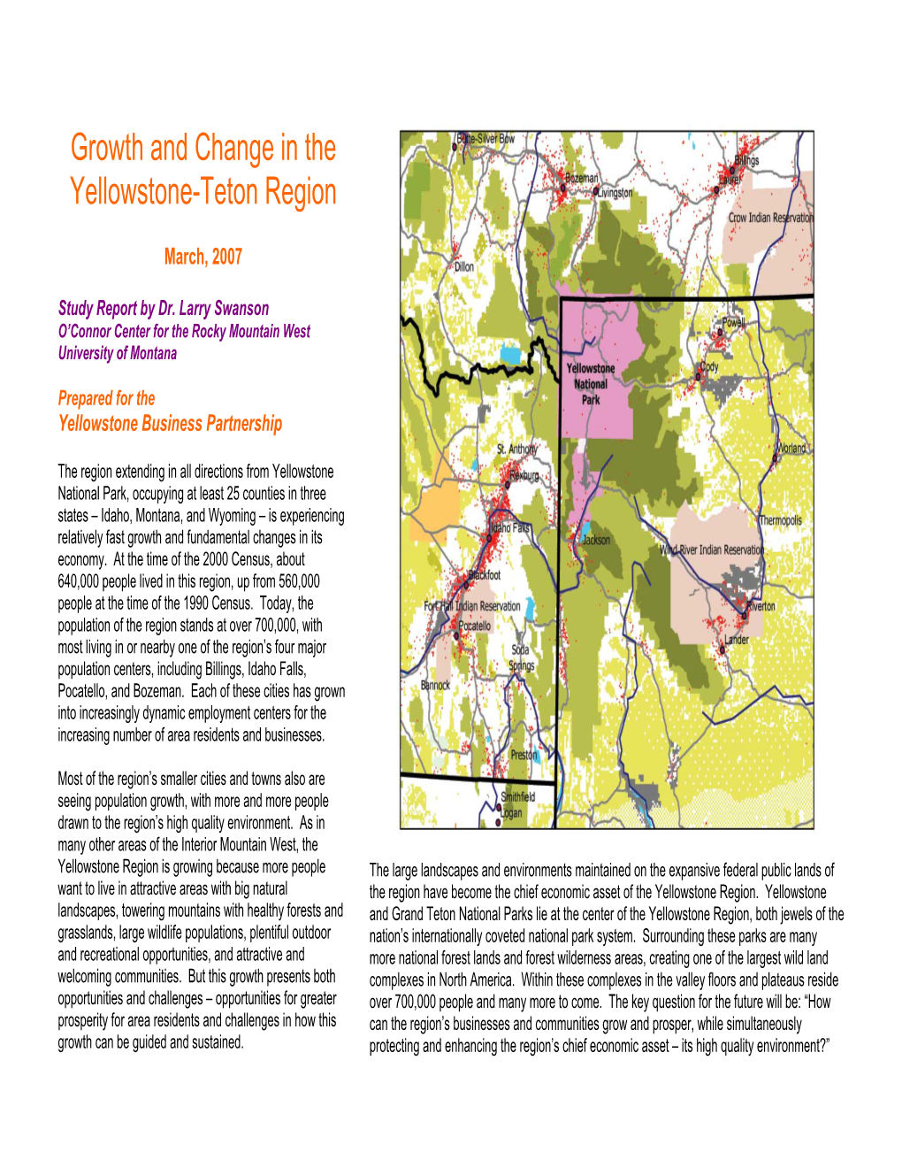 Growth and Change in the Yellowstone-Teton Region