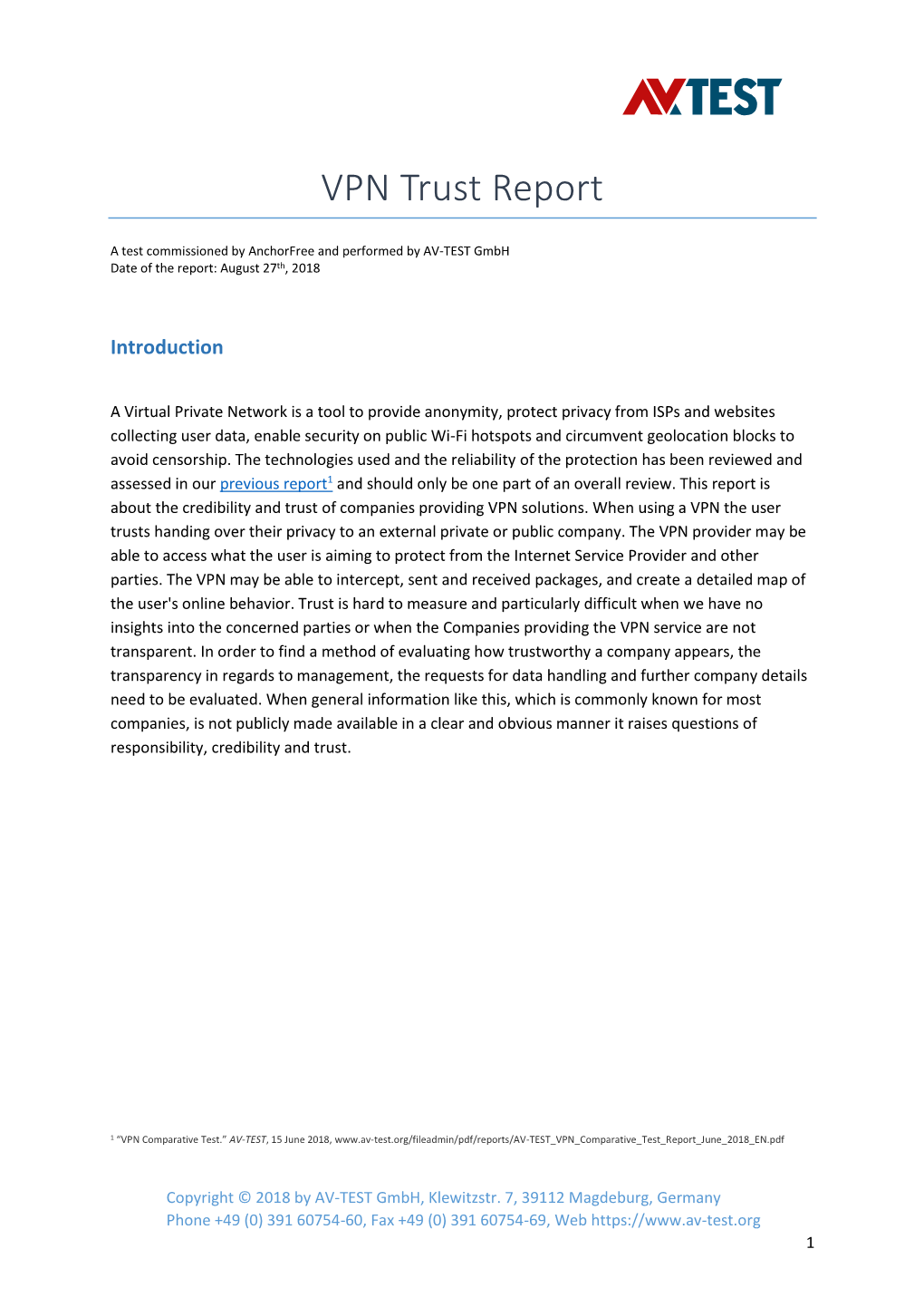 VPN Trust Report