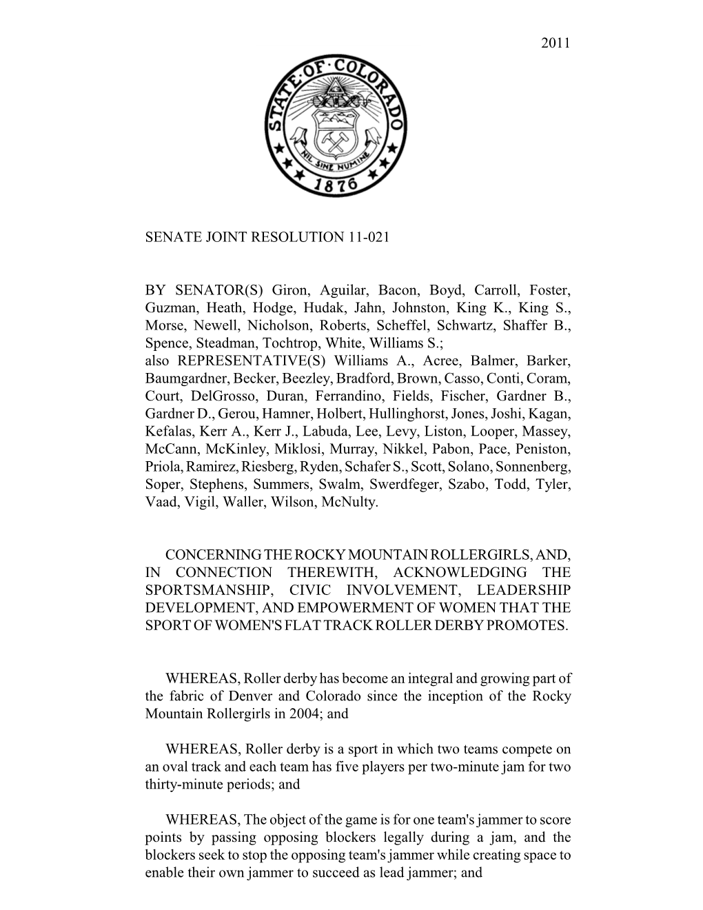 2011 Senate Joint Resolution 11-021 By