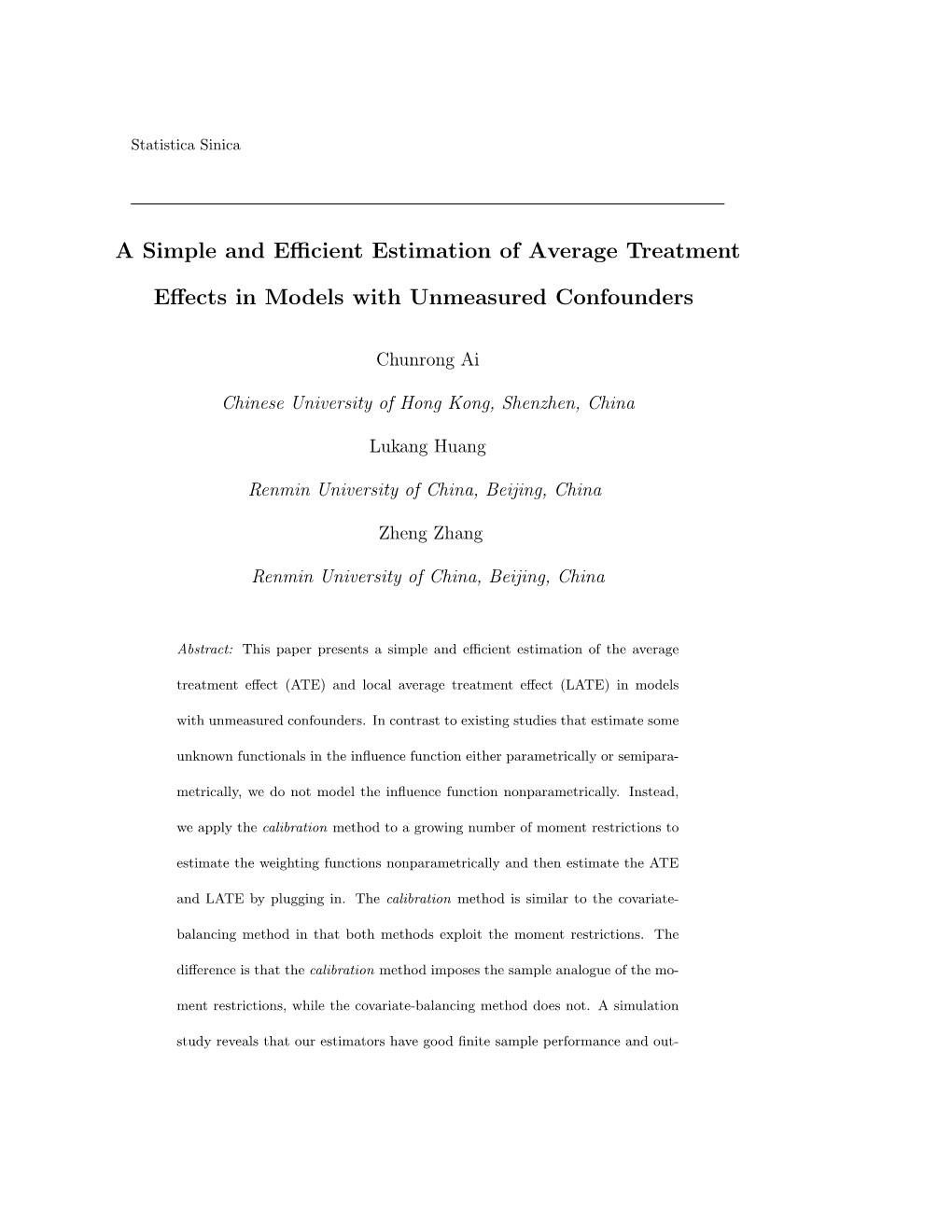 A Simple and Efficient Estimation of Average Treatment Effects In