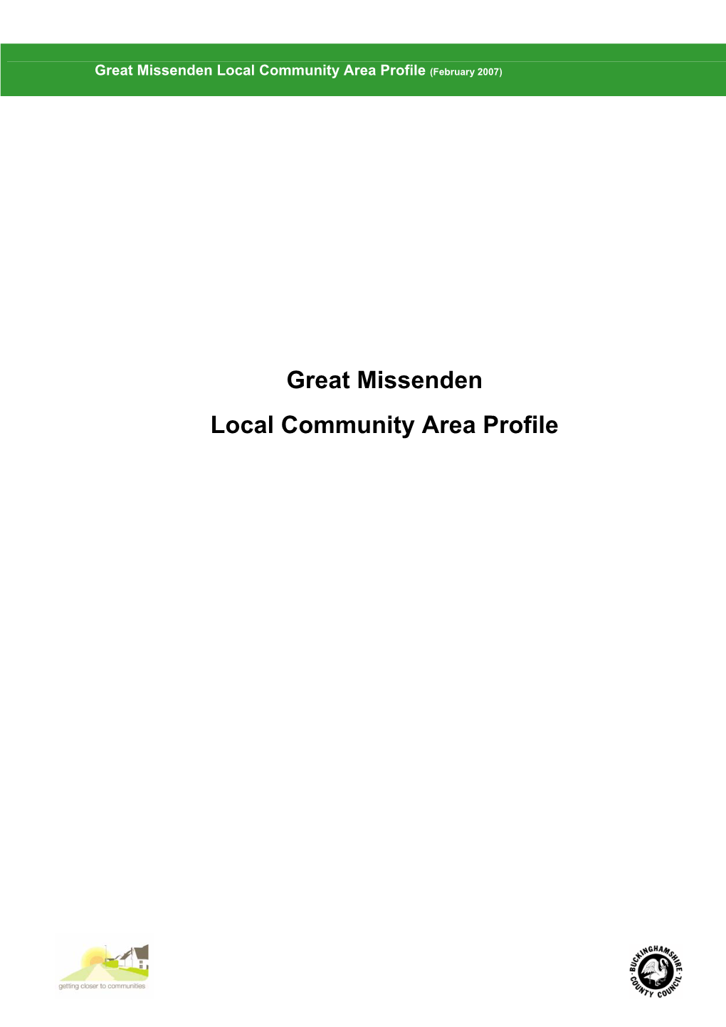 Great Missenden Local Community Area Profile (February 2007)