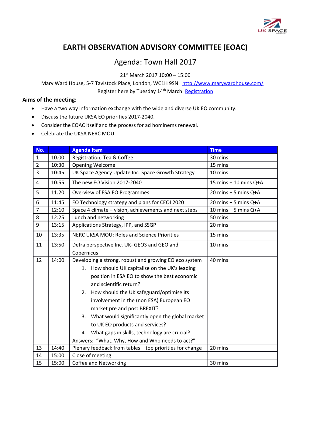 Earth Observation Advisory Committee (Eoac)