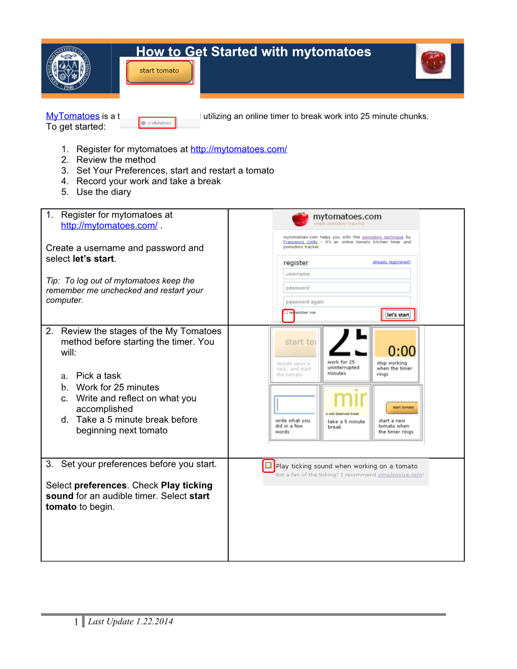 3. Set Your Preferences, Start and Restart a Tomato