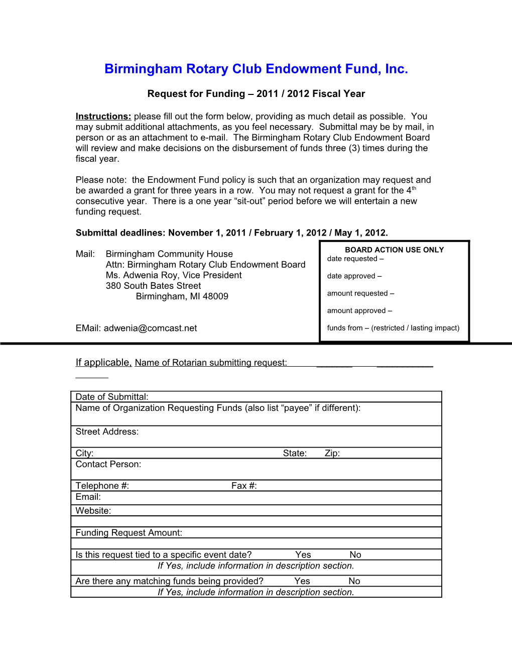 Birmingham Rotary Club Endowment Fund, Inc