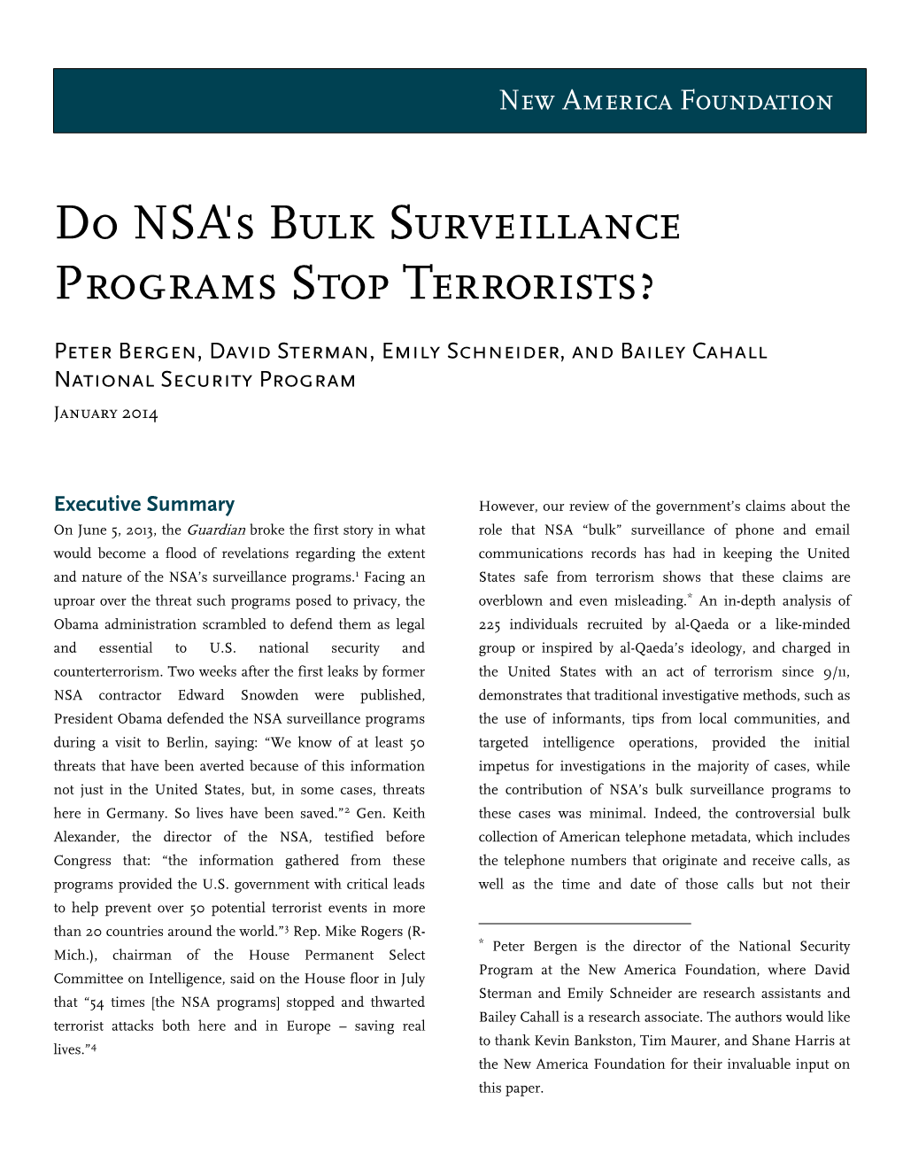 Do NSA's Bulk Surveillance Programs Stop Terrorists?