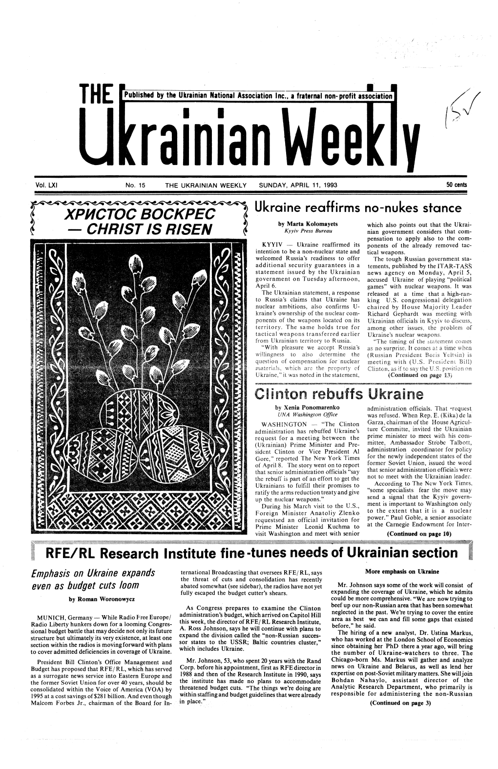 The Ukrainian Weekly 1993