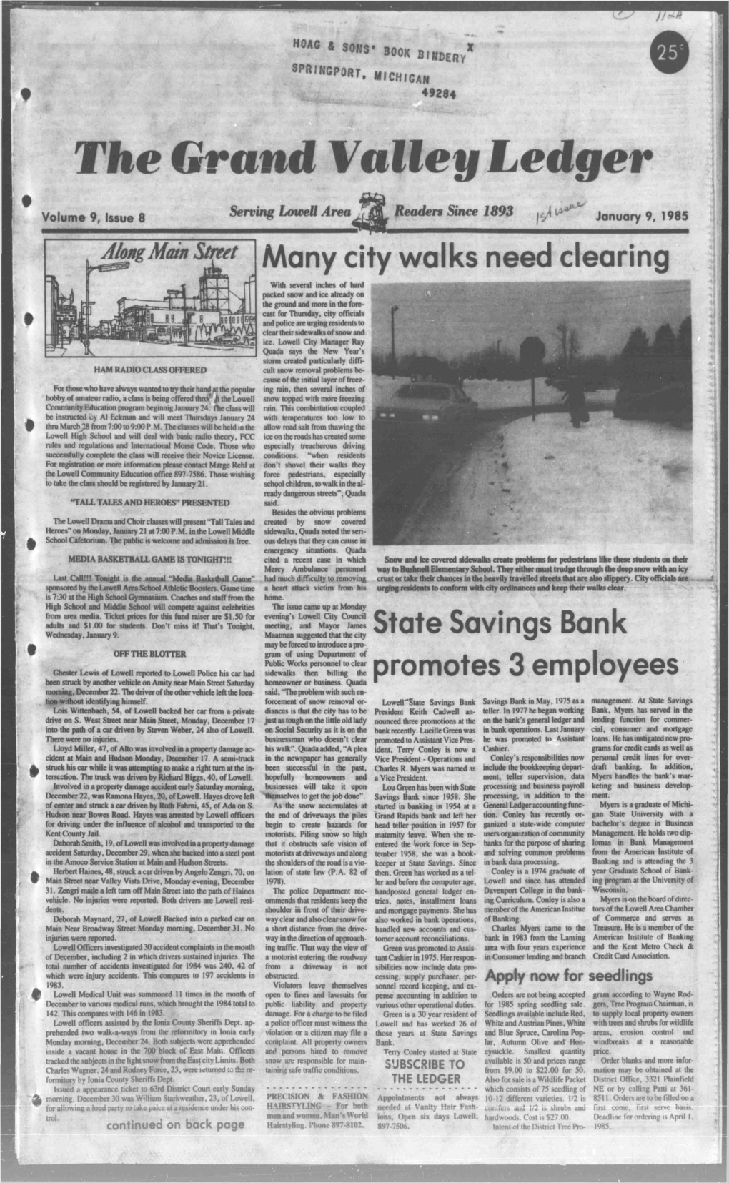 Mmgmmstmt ^Aany City Walks Need Clearing State Savings Bank Promotes 3 Employees