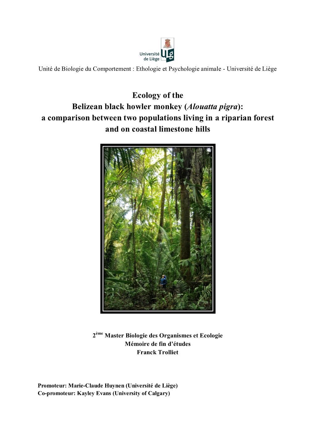 Ecology of the Belizean Black Howler Monkey (Alouatta Pigra): a Comparison Between Two Populations Living in a Riparian Forest and on Coastal Limestone Hills