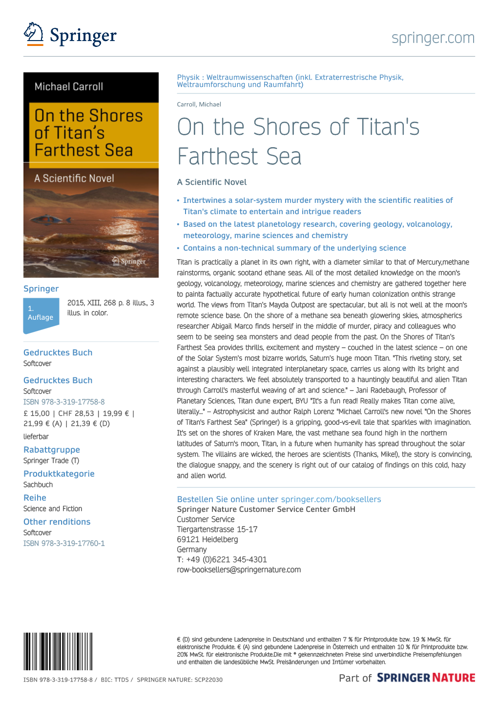On the Shores of Titan's Farthest Sea a Scientific Novel