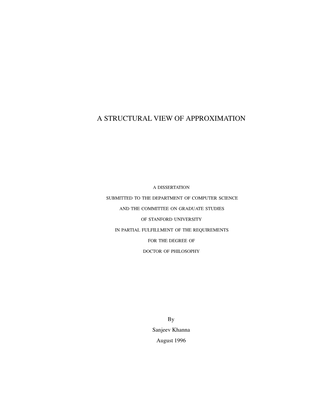 A Structural View of Approximation