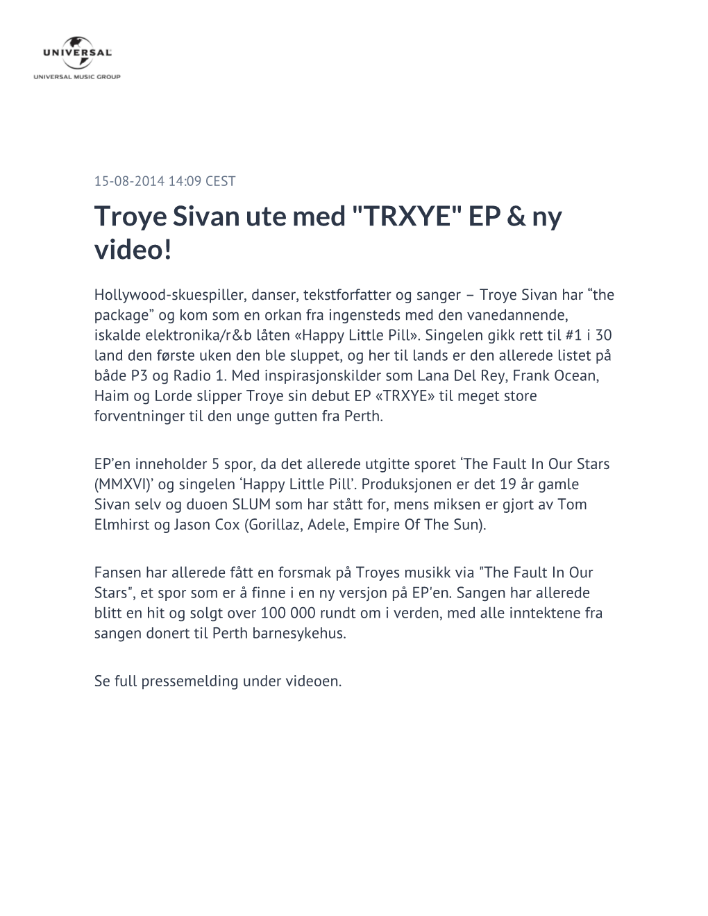 Troye Sivan Ute Med 