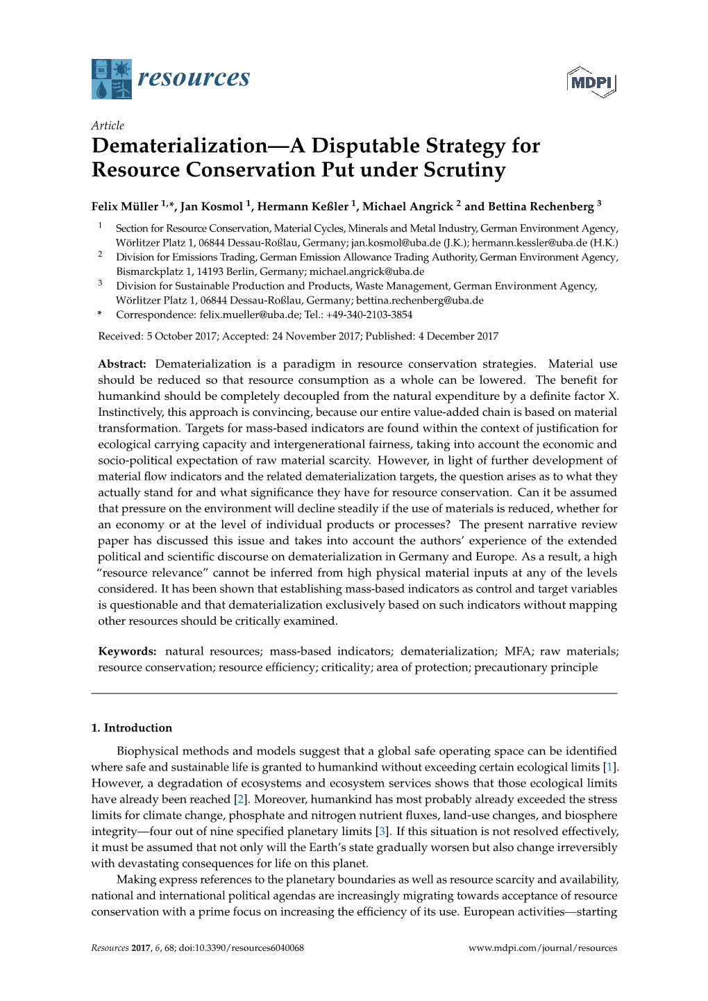 Dematerialization—A Disputable Strategy for Resource Conservation Put Under Scrutiny