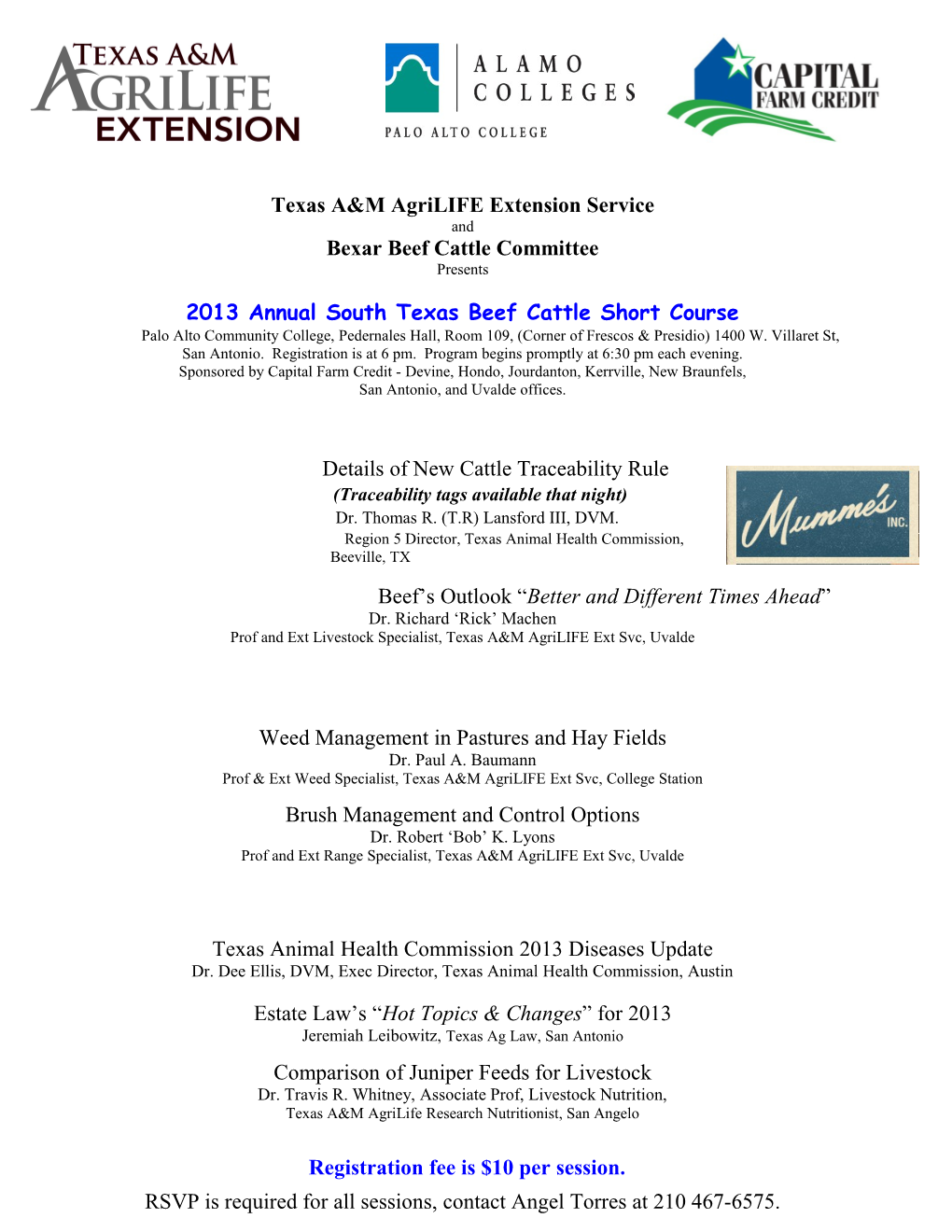 2013 Annual South Texas Beef Cattle Short Course