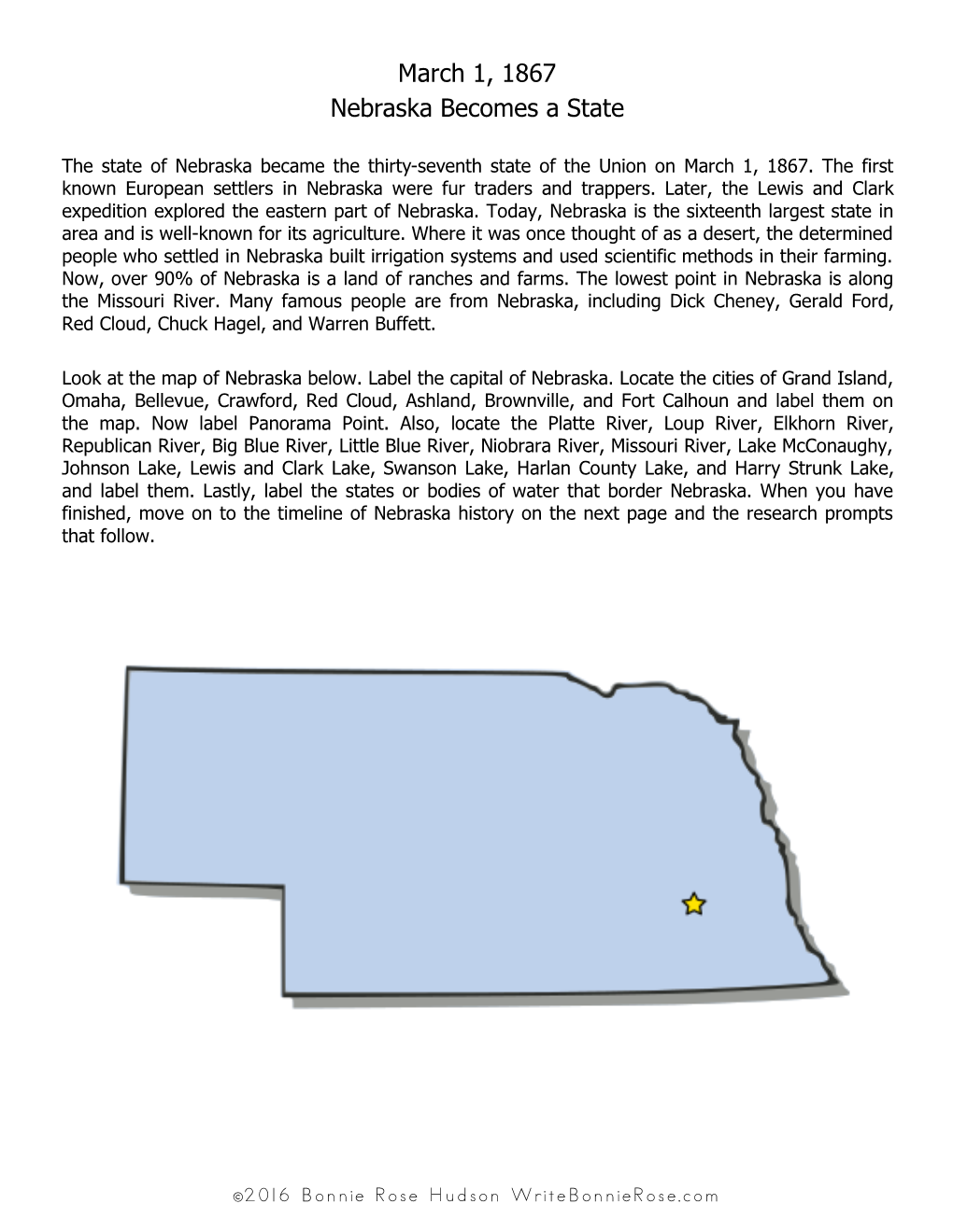 March 1, 1867 Nebraska Becomes a State