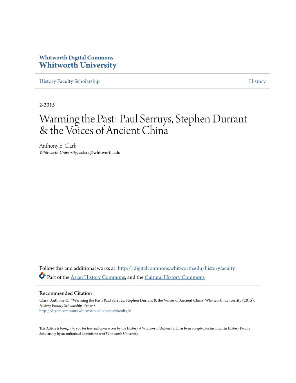 Paul Serruys, Stephen Durrant & the Voices of Ancient China