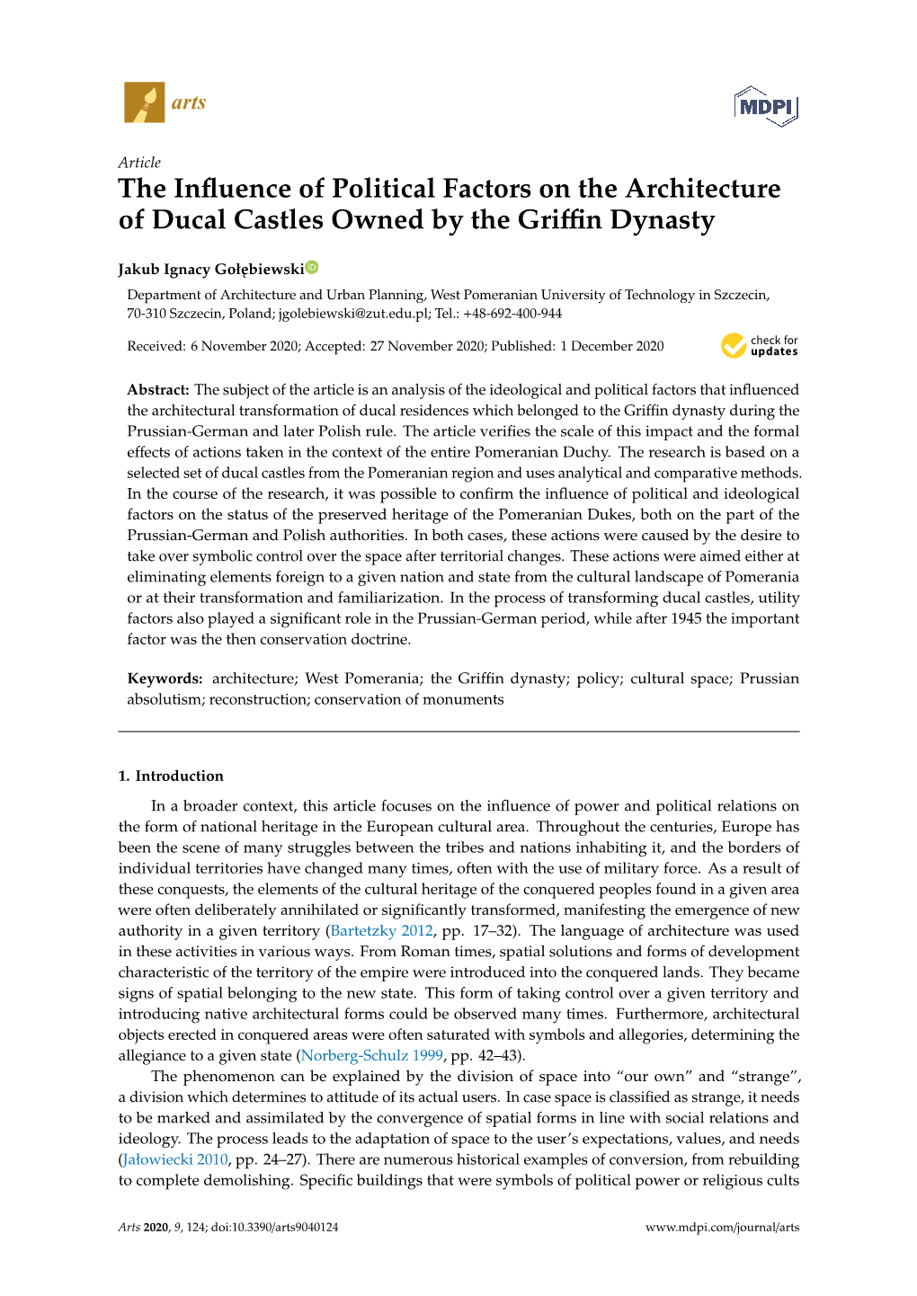 The Influence of Political Factors on the Architecture of Ducal Castles