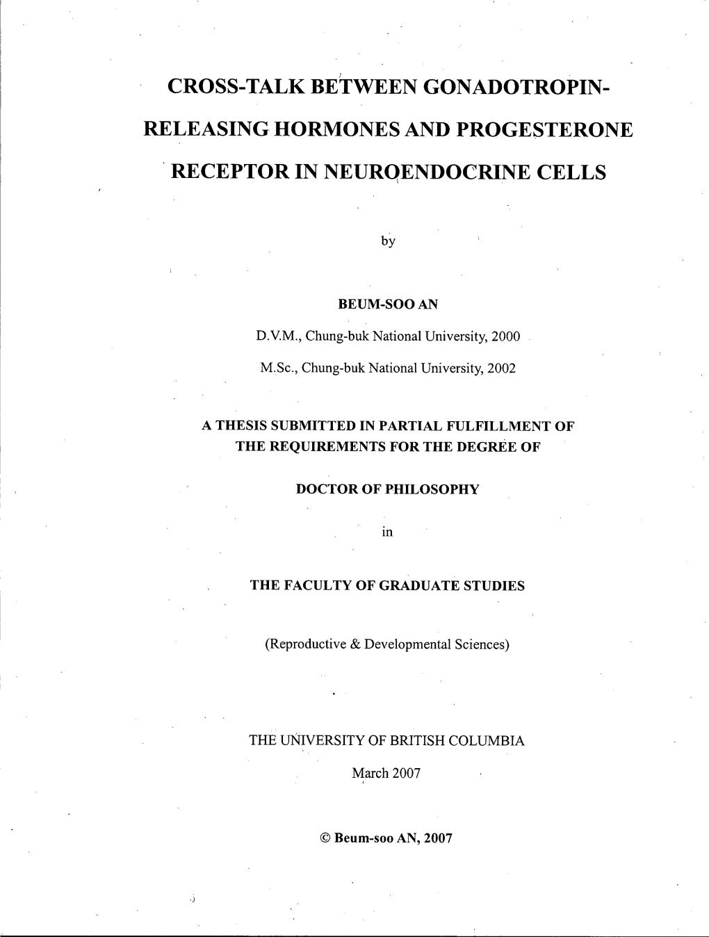 Cross-Talk Between Gonadotropin- Releasing