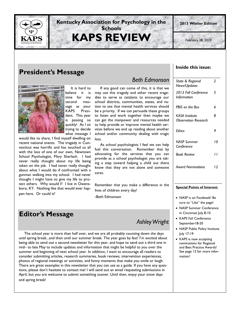 KAPS REVIEW February 28, 2013