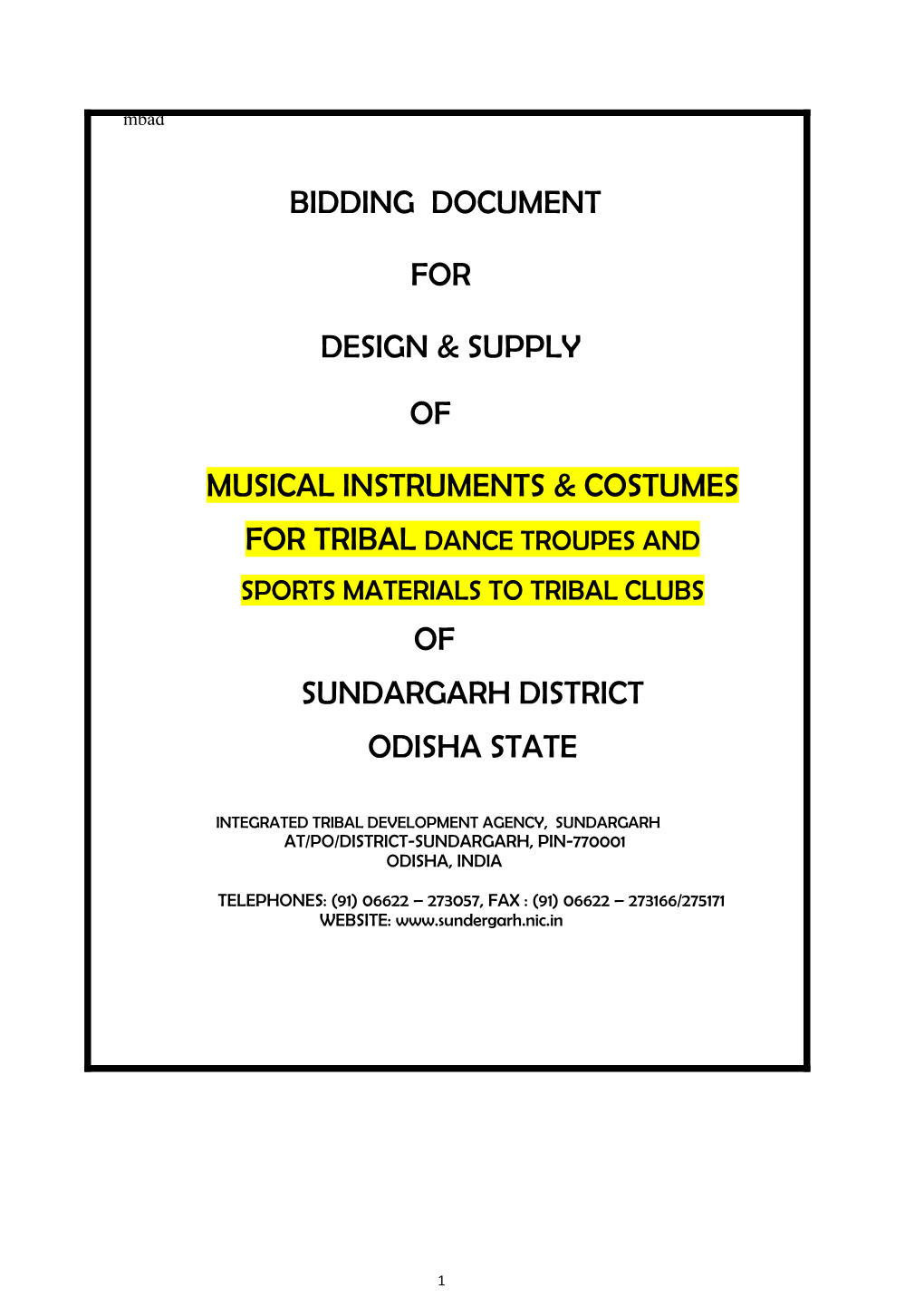 Bidding Document for Design & Supply of Musical