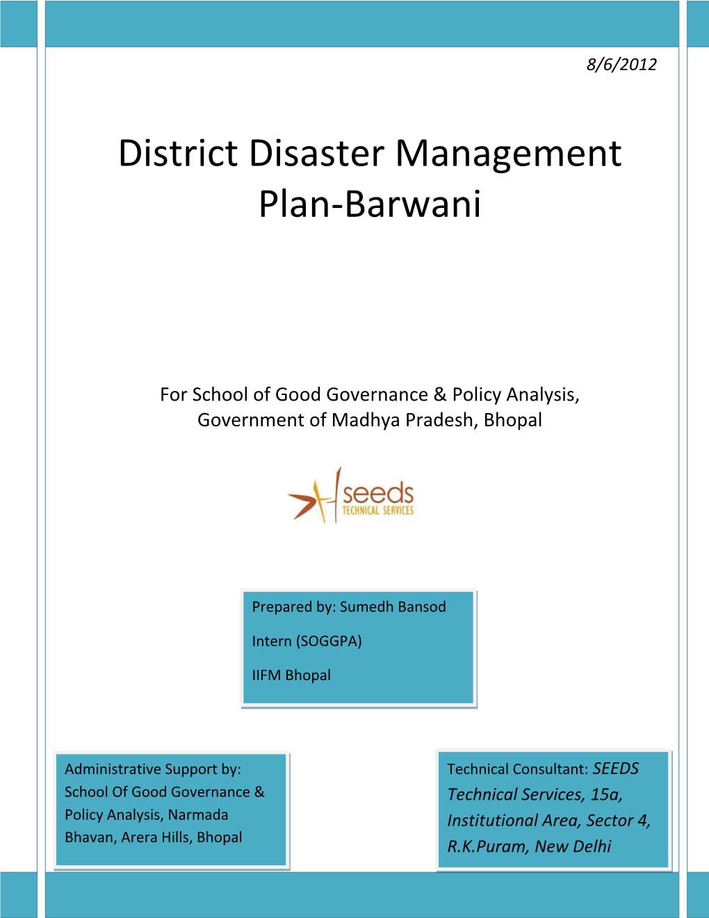 District Disaster Management Plan-Barwani