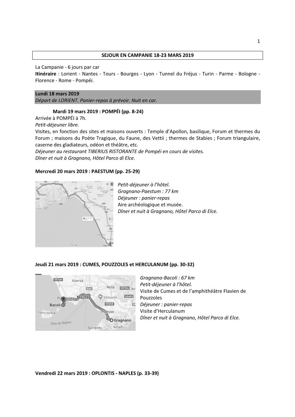 Sejour En Campanie 18-23 Mars 2019