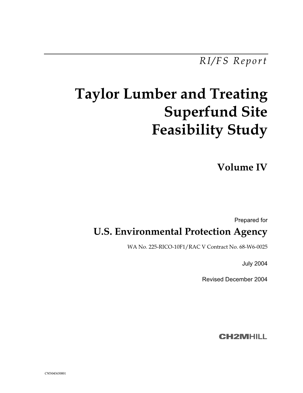 Taylor Lumber and Treating Superfund Site Feasibility Study