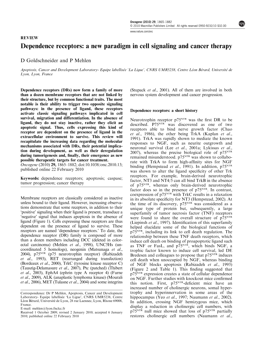 A New Paradigm in Cell Signaling and Cancer Therapy