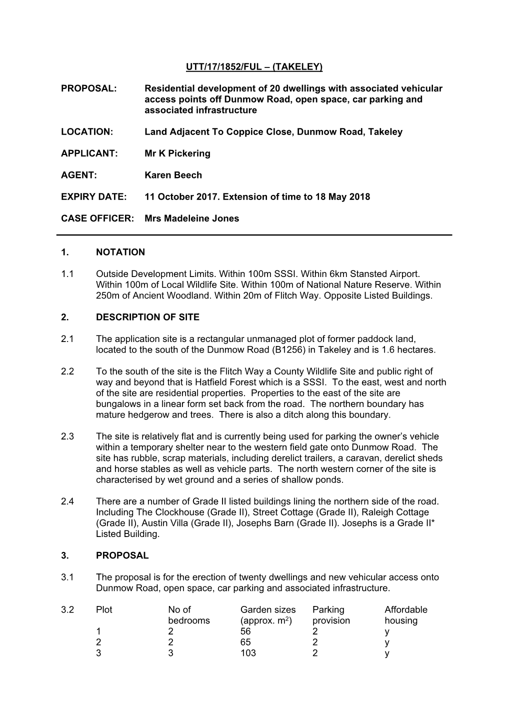 (TAKELEY) PROPOSAL: Residential Development of 20 Dwellings With