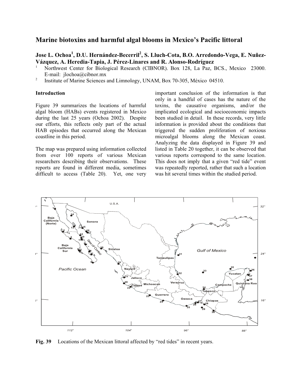 Marine Biotoxins and Harmful Algal Blooms in Mexico's Pacific Littoral