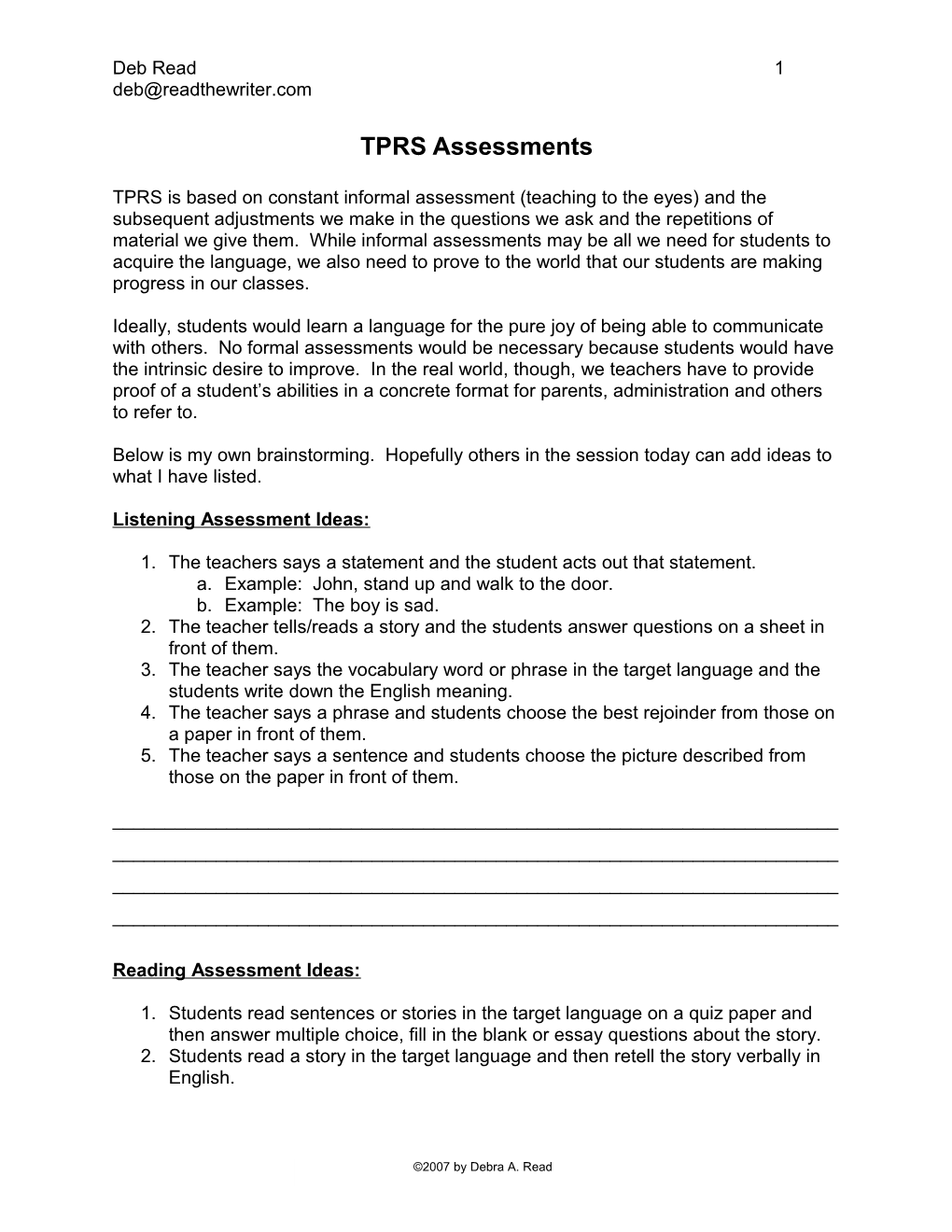 TPRS Assessments