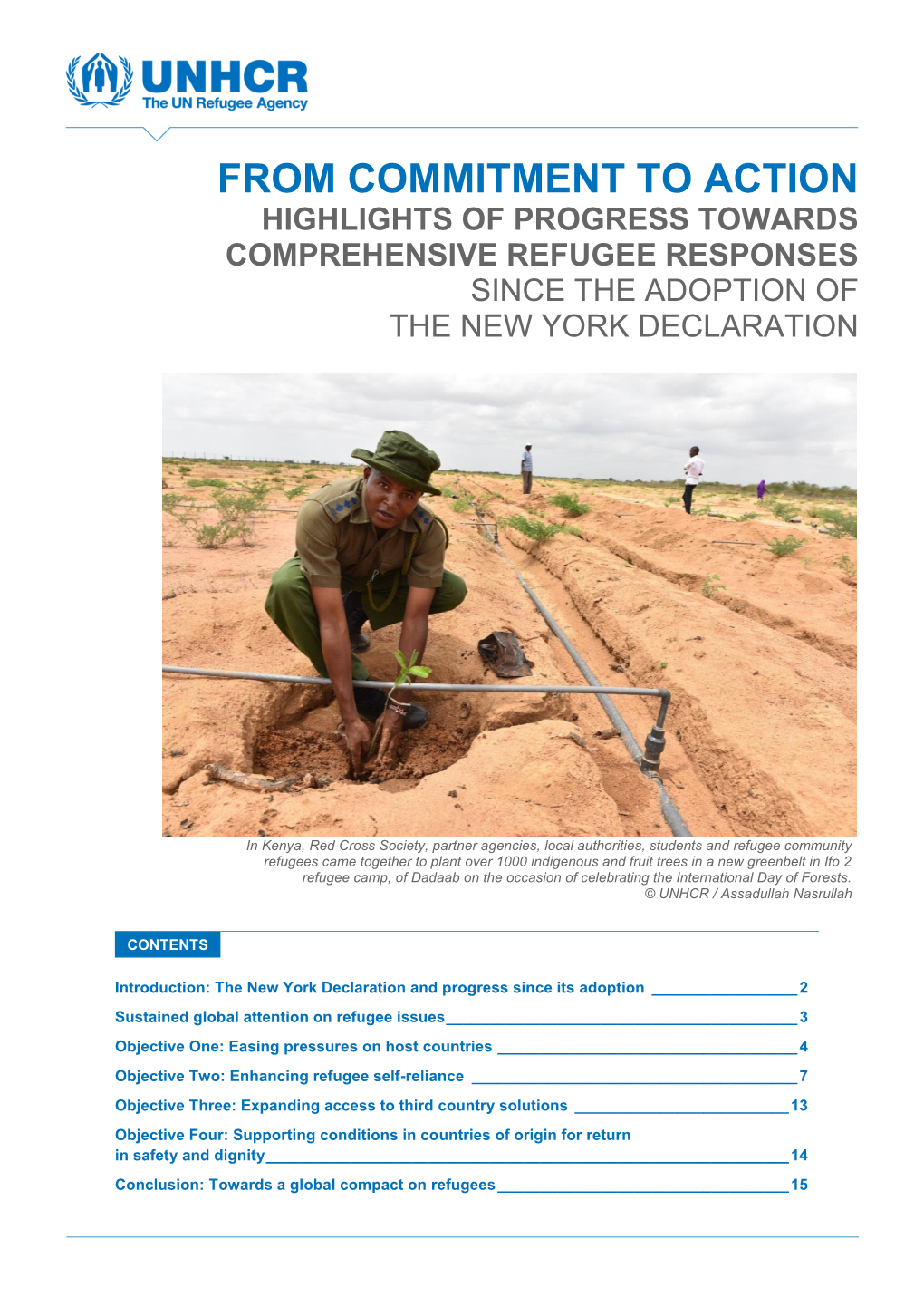Highlights of Progress Towards Comprehensive Refugee Responses Since the Adoption of the New York Declaration
