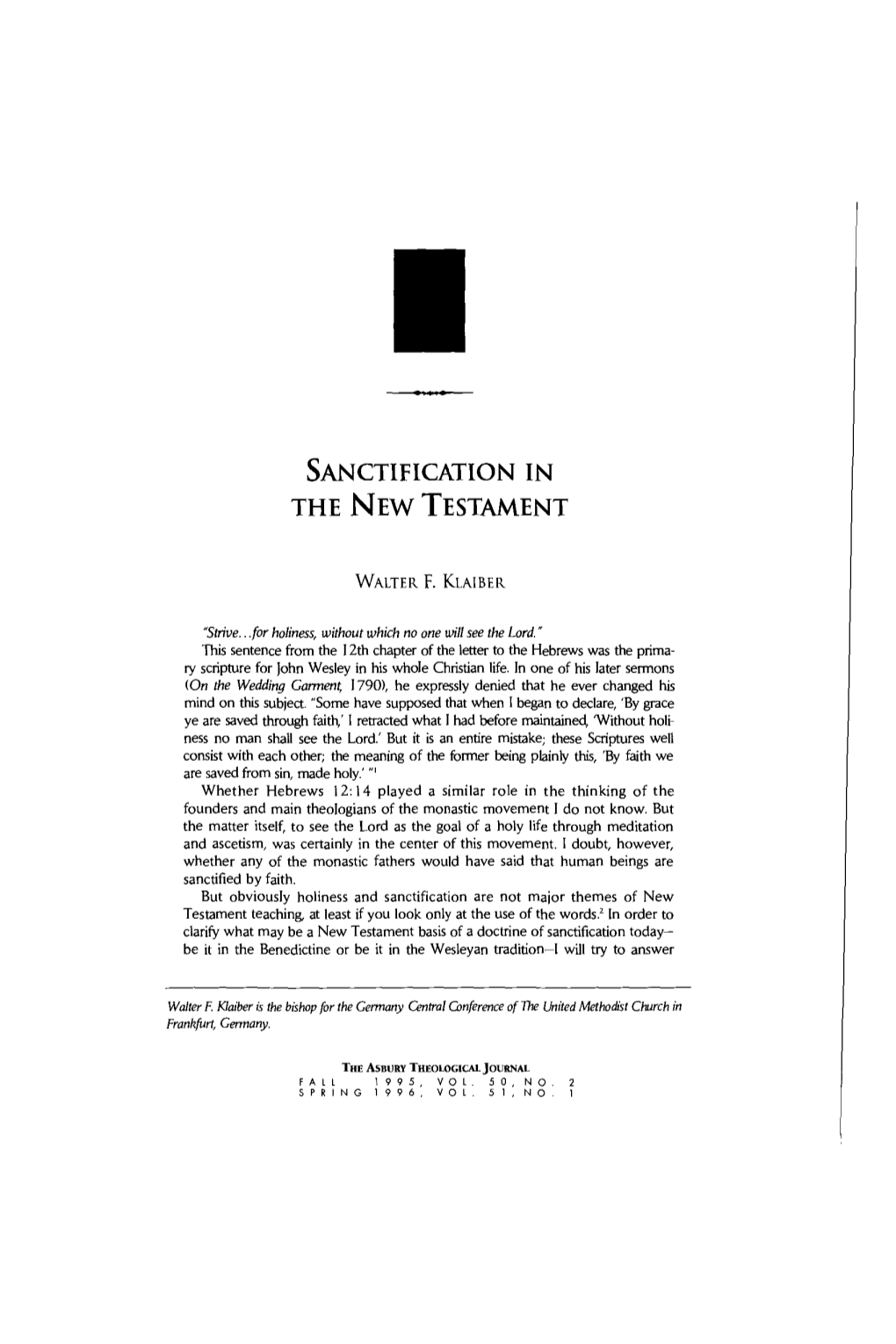 Santification in the New Testament