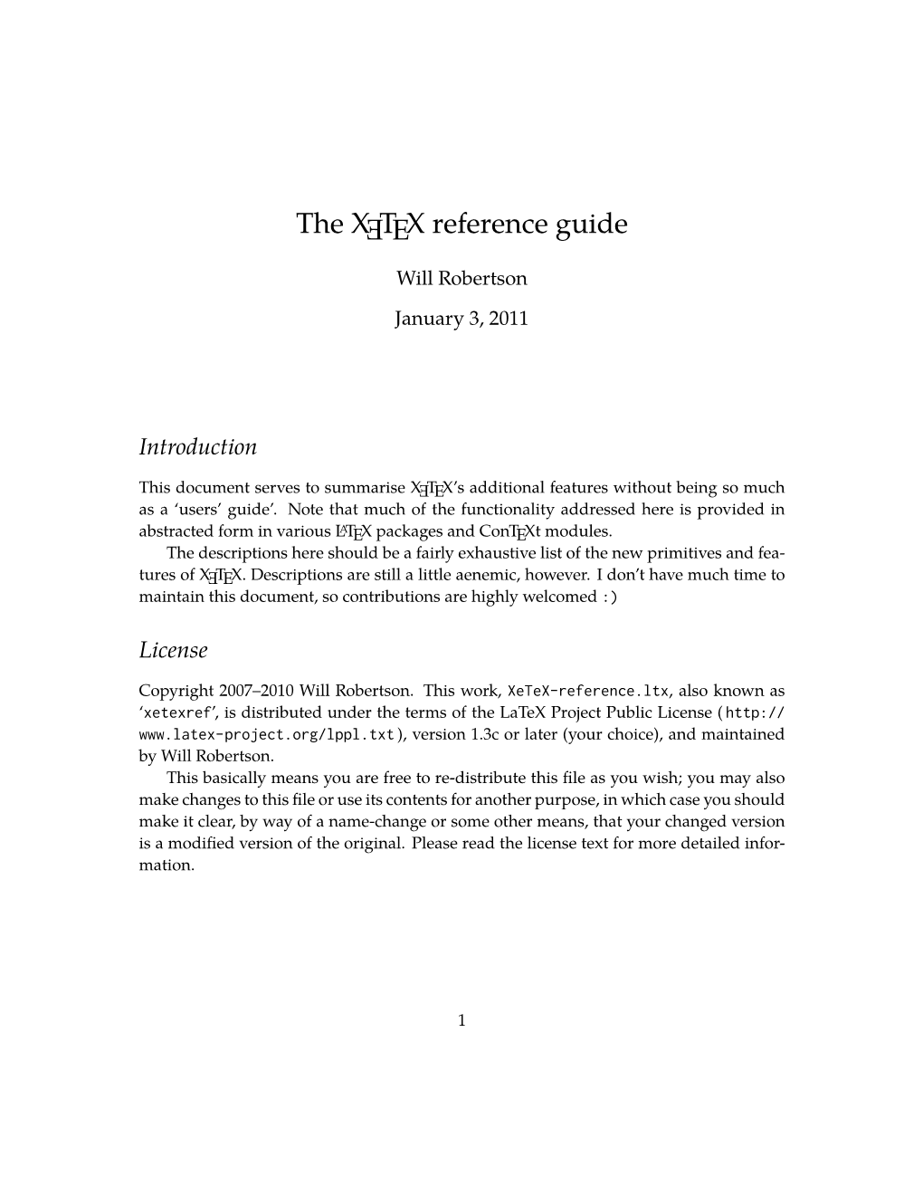 The XƎTEX Reference Guide