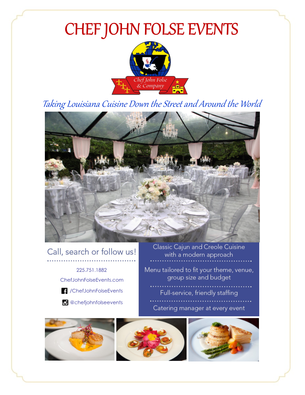 Chef John Folse Events Catering Menu