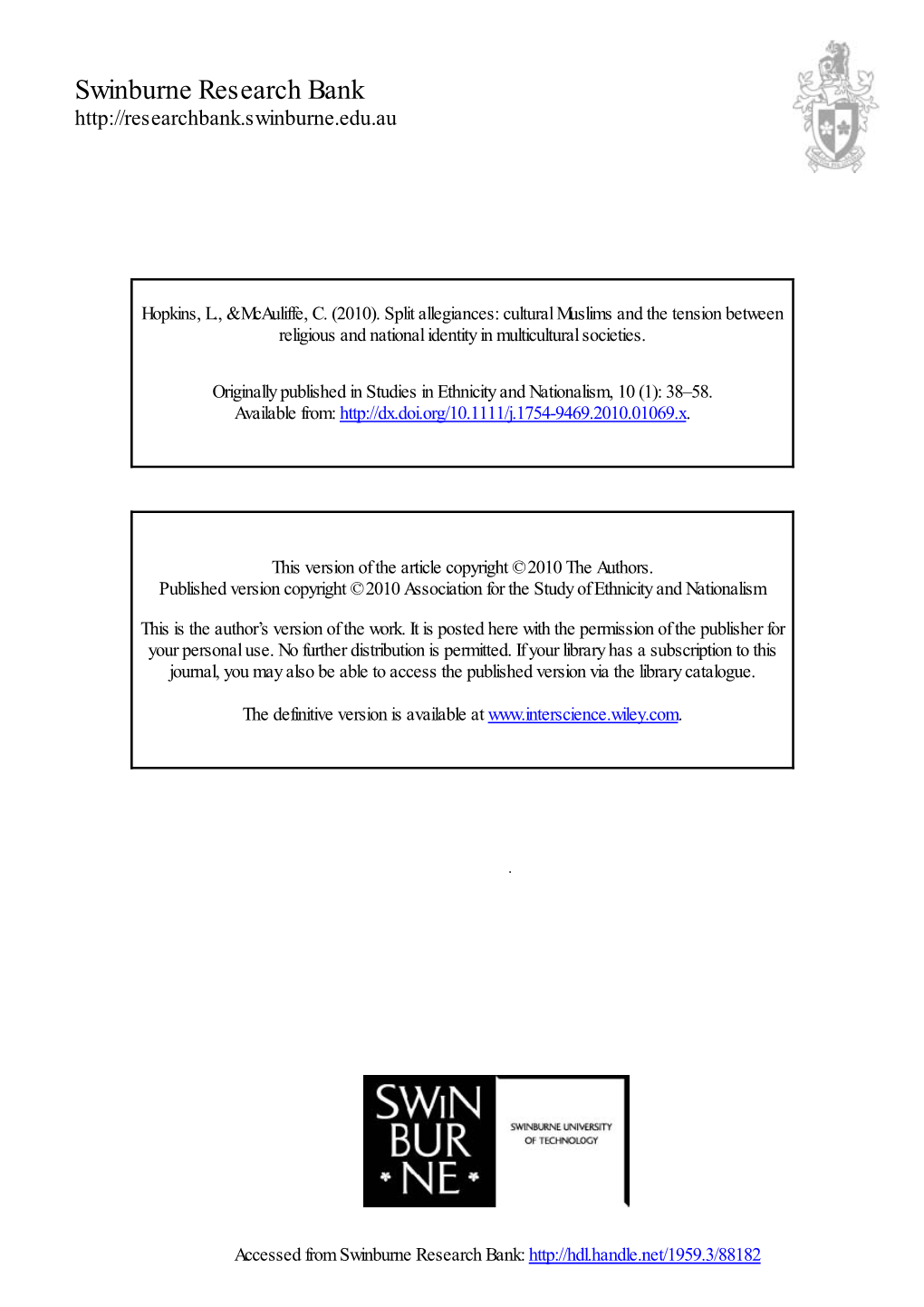 Split Allegiances: Cultural Muslims and the Tension Between Religious and National Identity in Multicultural Societies