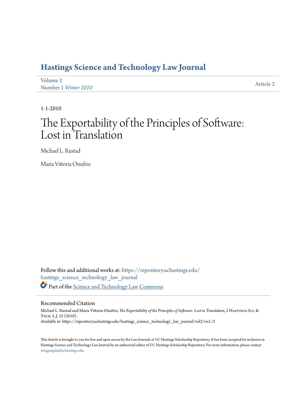 The Exportability of the Principles of Software: Lost in Translation Michael L