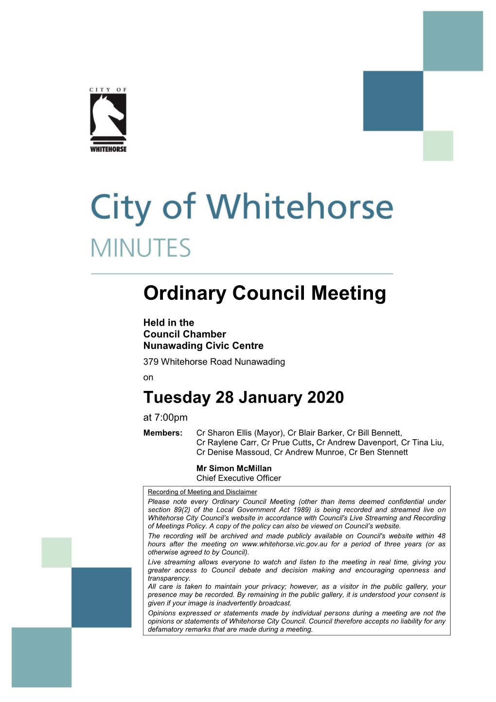 Minutes of Ordinary Council Meeting