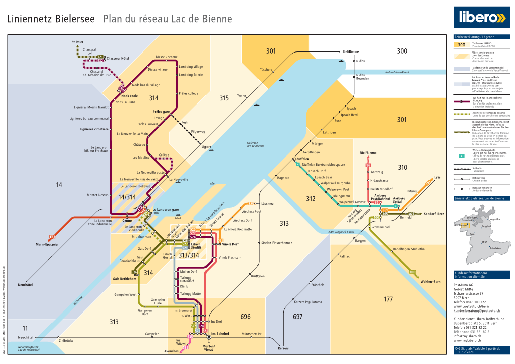 Liniennetz Bielersee Plan Du Réseau Lac De Bienne