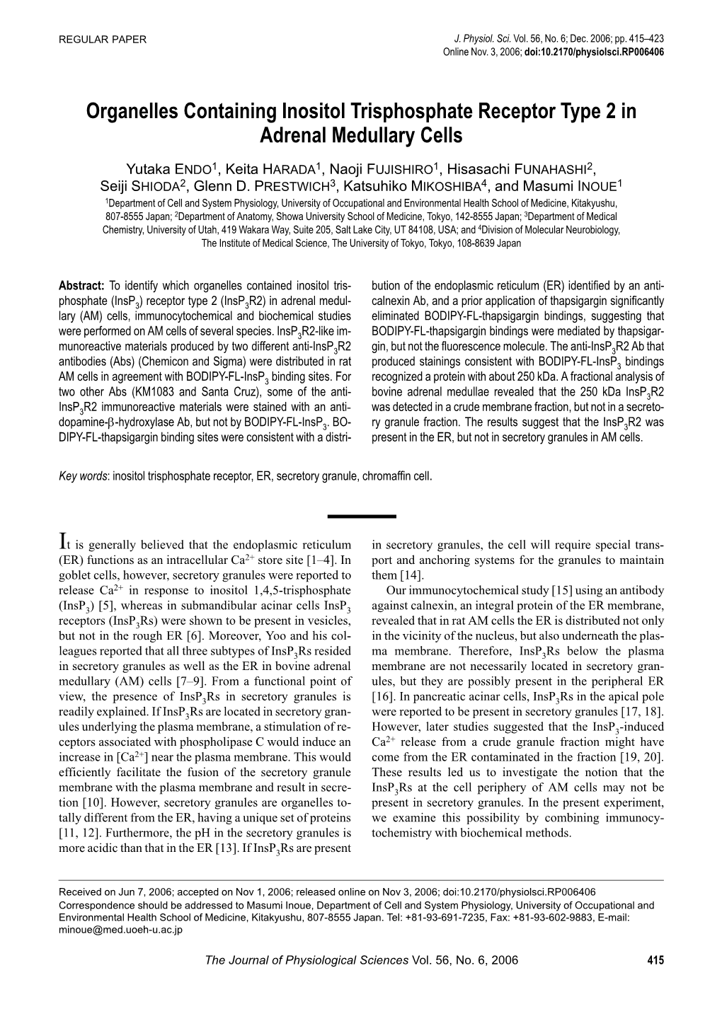 Organelles Containing Inositol Trisphosphate Receptor Type 2 in Adrenal Medullary Cells