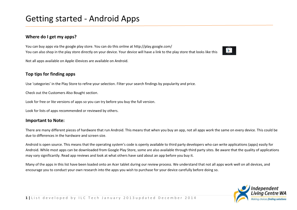 Getting Started for Android Apps