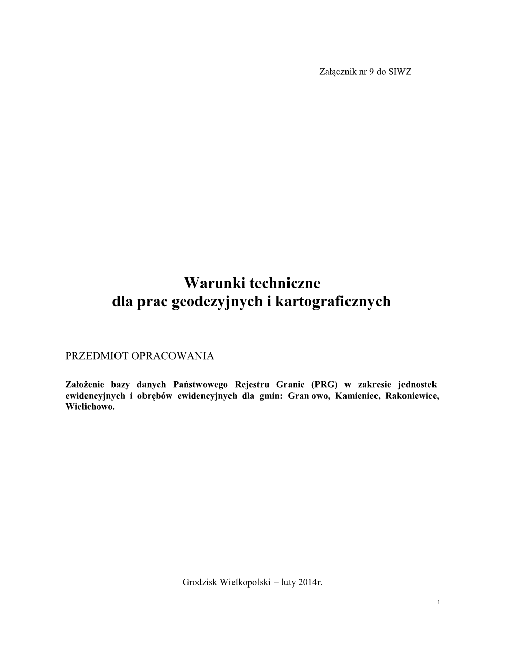 Warunki Techniczne Dla Prac Geodezyjnych I Kartograficznych