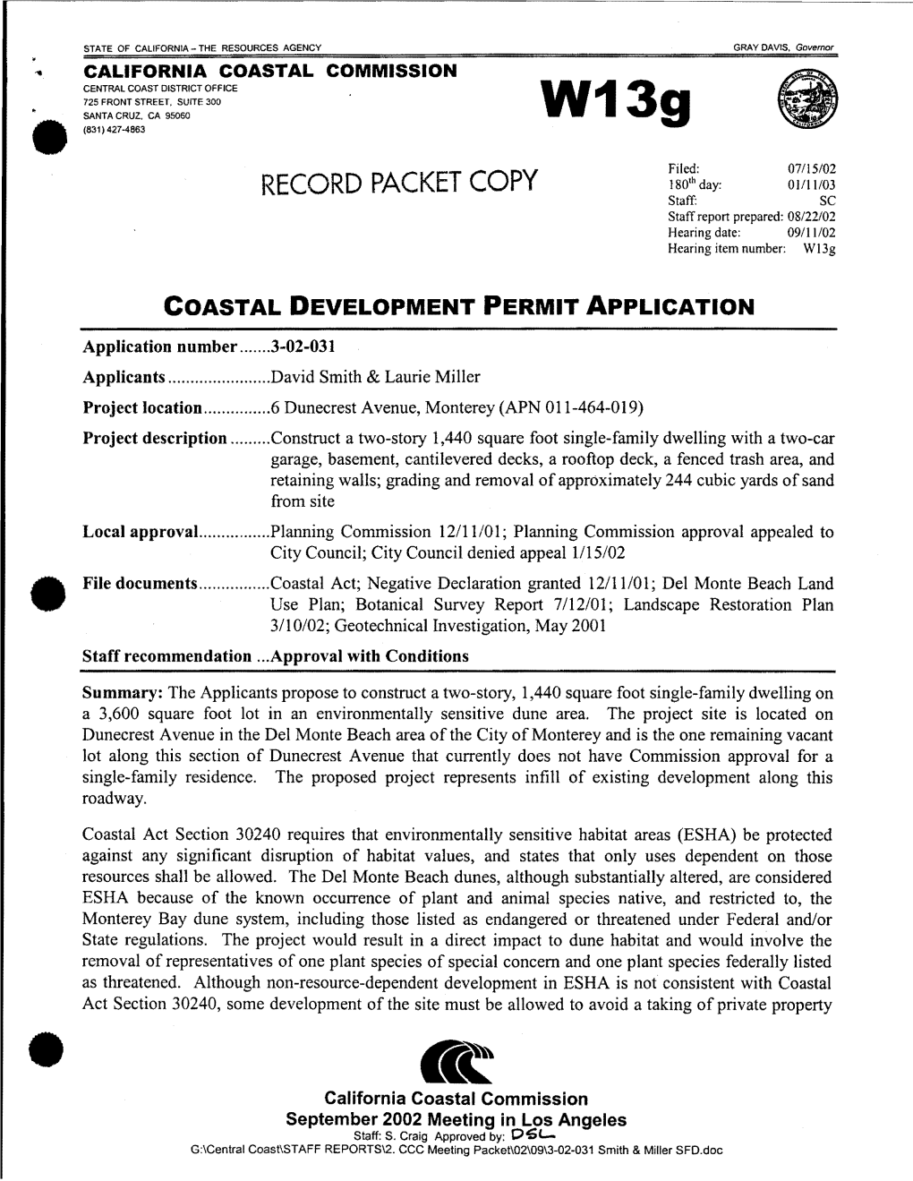 Coastal Development Permit Determination