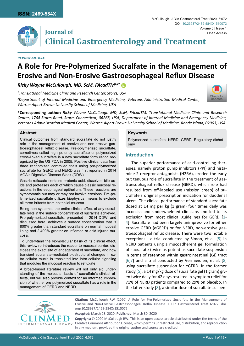 A Role for Pre-Polymerized Sucralfate in the Management of Erosive And