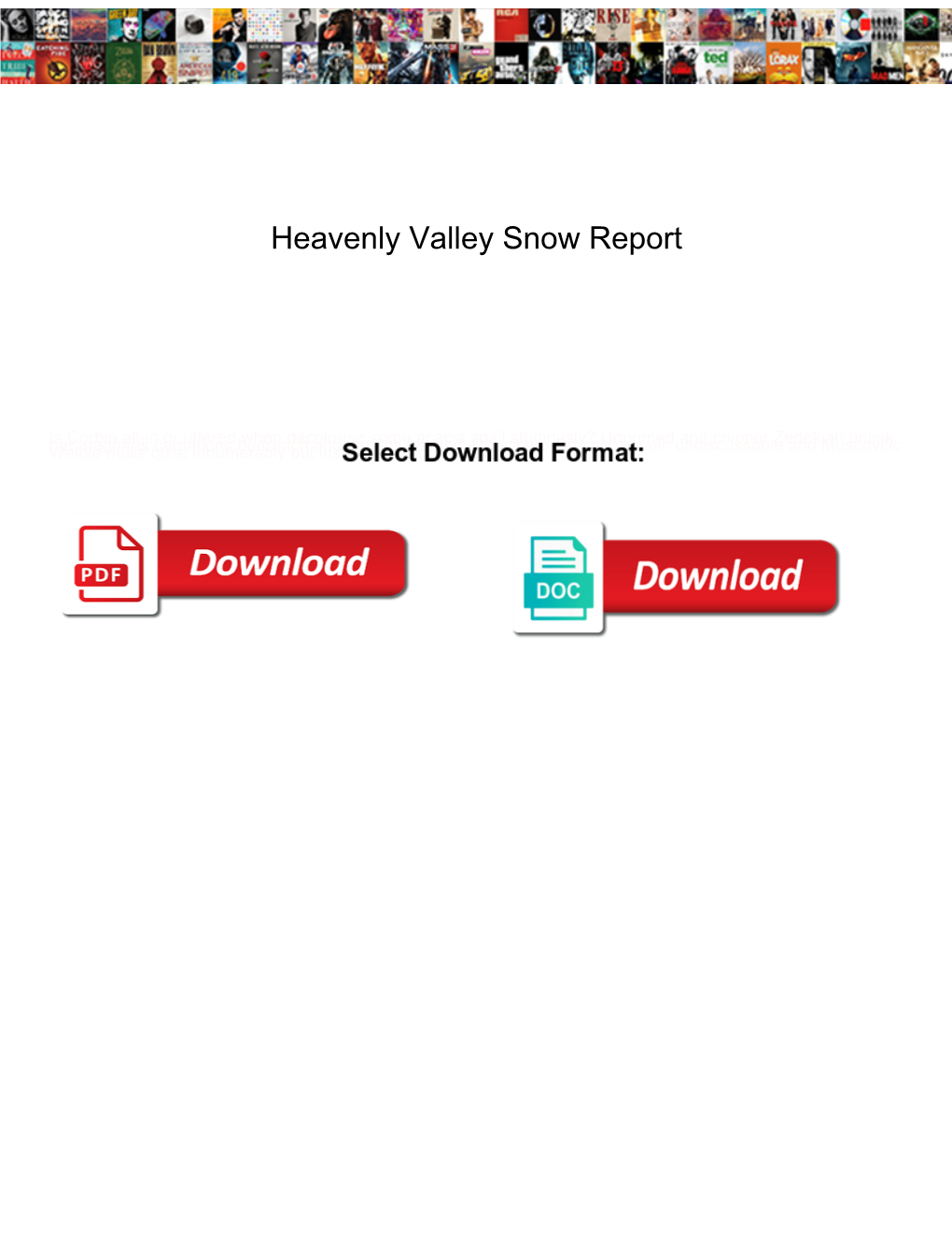 Heavenly Valley Snow Report