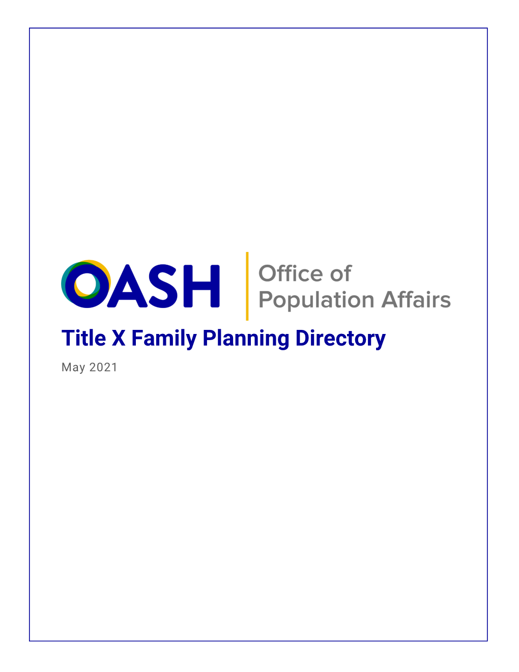Title X Family Planning Directory May 2021