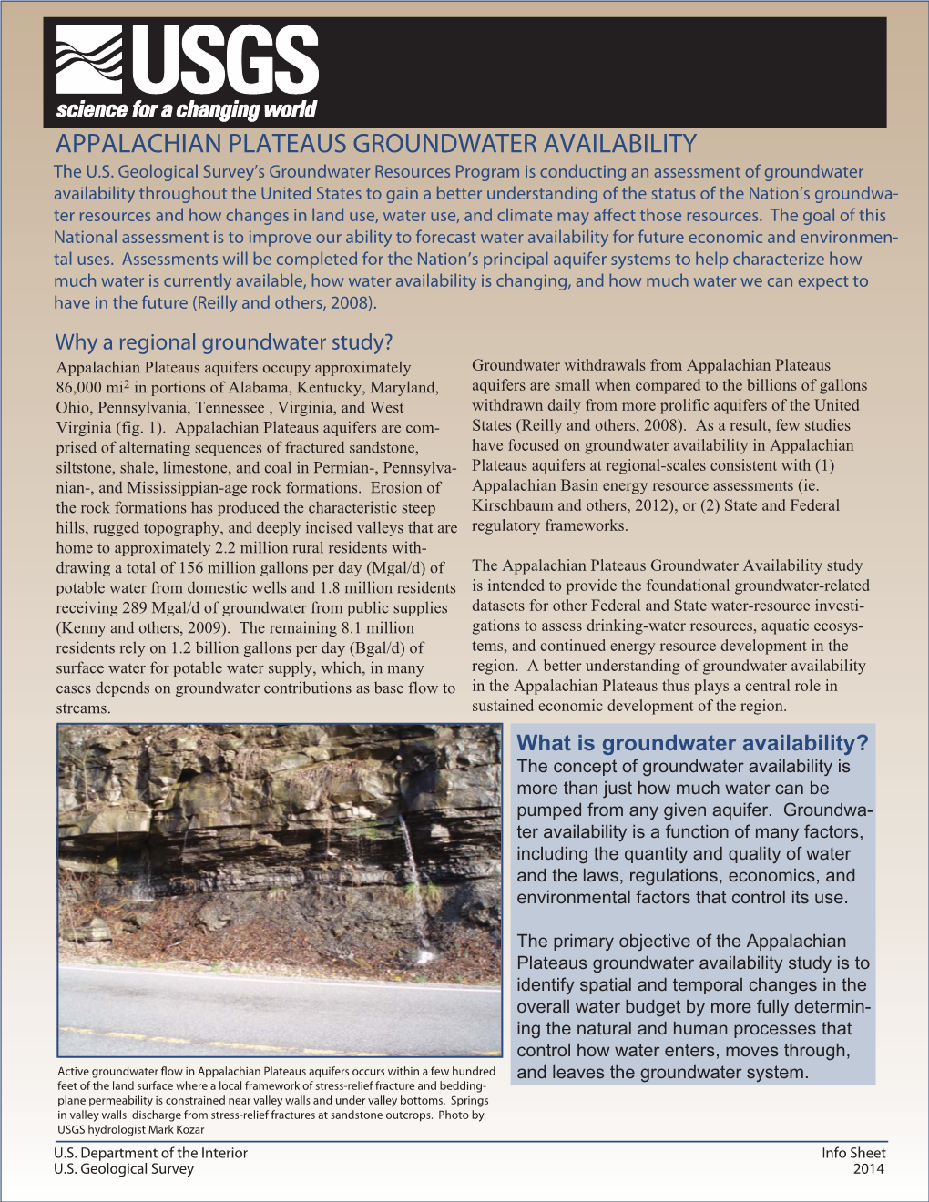 APPALACHIAN PLATEAUS GROUNDWATER AVAILABILITY the U.S